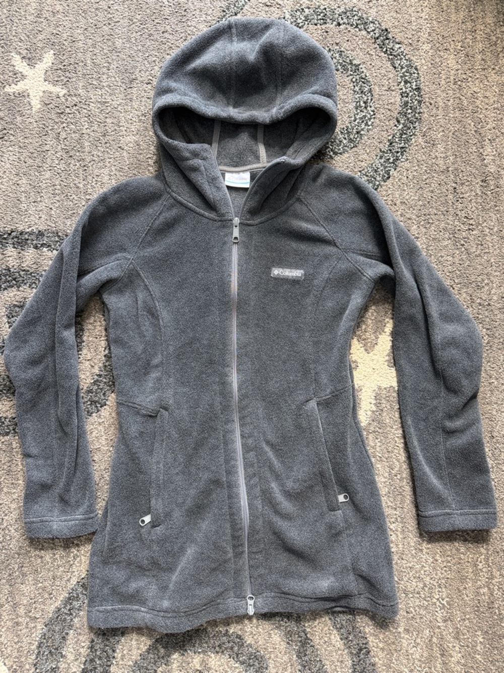 Columbia Gray Full-Zip Hooded Fleece Coat